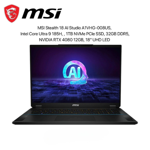 MSI Stealth 18 AI Studio A1VHG-008US – Intel Core Ultra 9, RTX 4080, 32GB, 1TB SSD, 18″ UHD+ 120Hz 1 MSI Stealth 18 AI Studio A1VHG-008US – Intel Core Ultra 9, RTX 4080, 32GB, 1TB SSD, 18″ UHD+ 120Hz